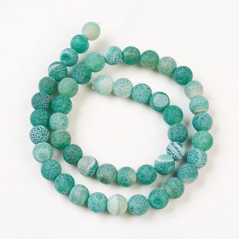 8MM Sea Foam Green Weathered Agate Beads-ONE Gemstone Bead Strand-Crafts NWT